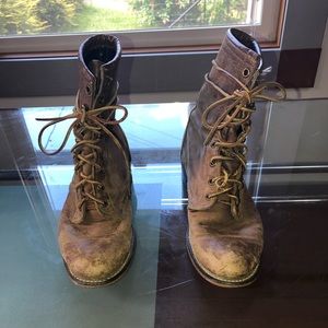 vintage brown leather lace up boots